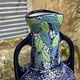 Pair of art deco enameled earthenware vases signed Amphora - Made in Czechoslovakia