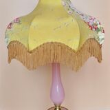 Opaline and gilt bronze lamp with Victorian lampshade