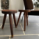 Pair vintage tripod wood stools