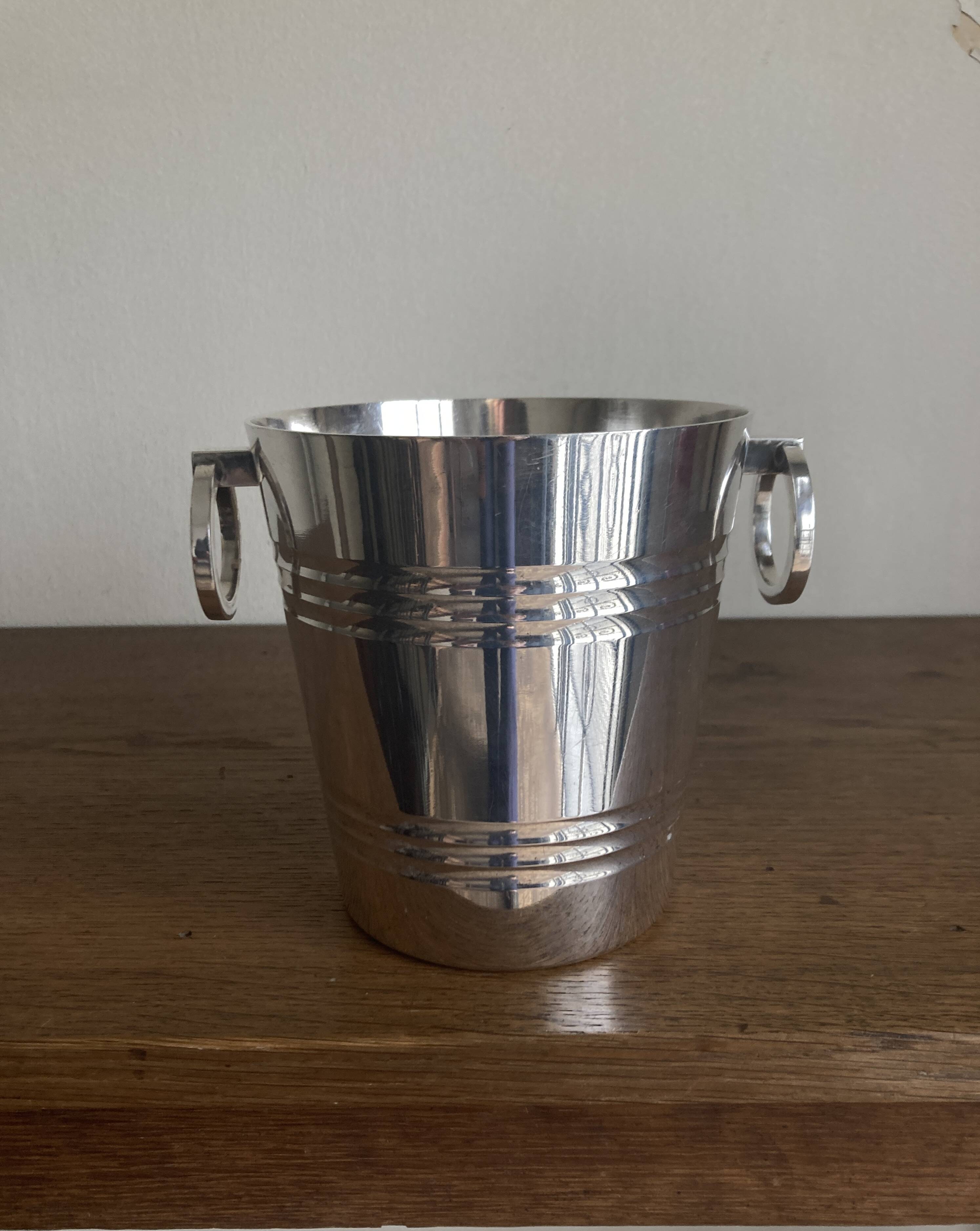 Modernist silver metal planter, 1950s