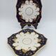 Pair of Square Plates Porcelain from Paris Cobalt and Gold Empire Style