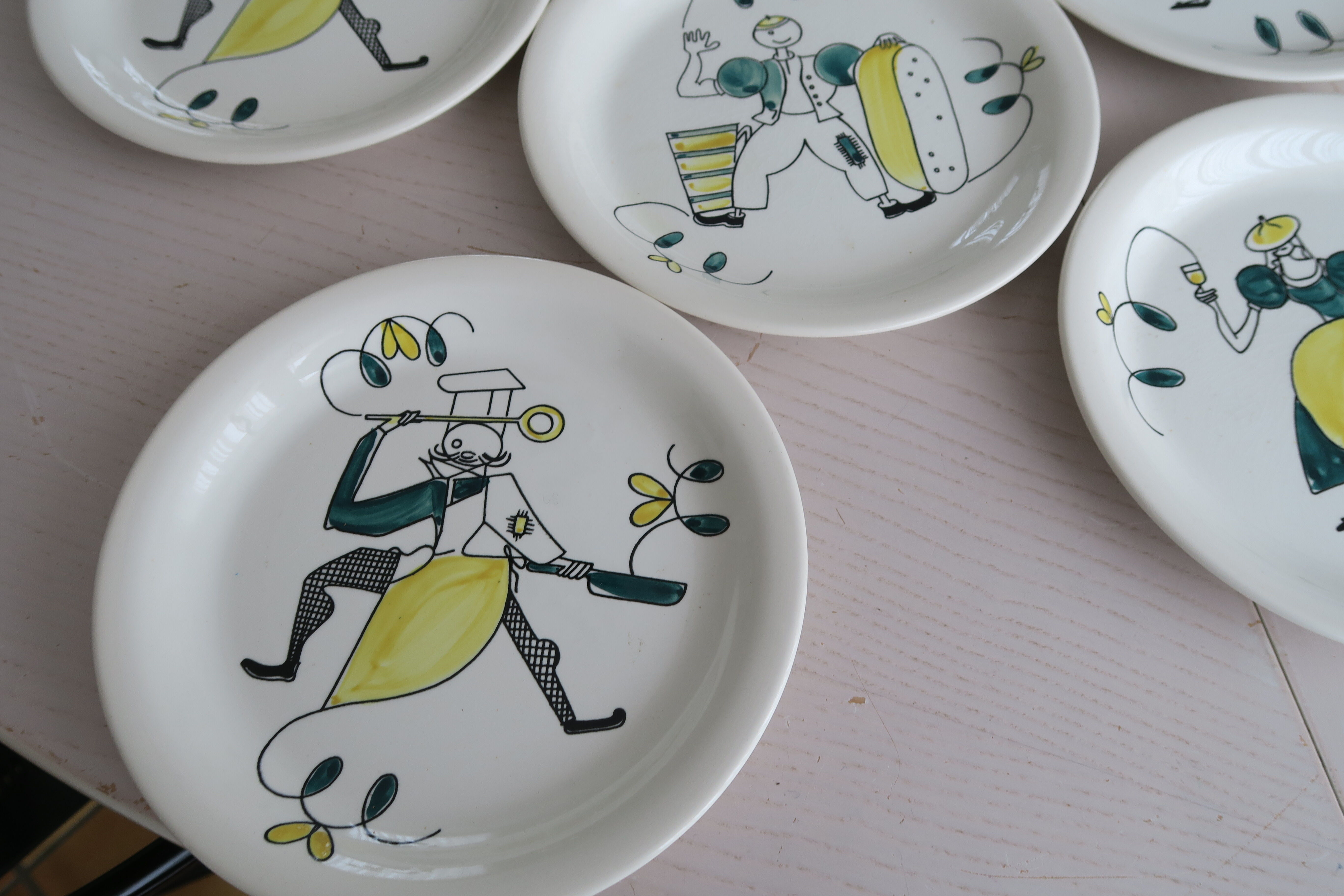 6 Assorted plates Stavanger Flint Norway 1950-60 Scandinavian hand décor