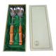 Vintage salad service Solingen in stainless steel and bamboo – Germany