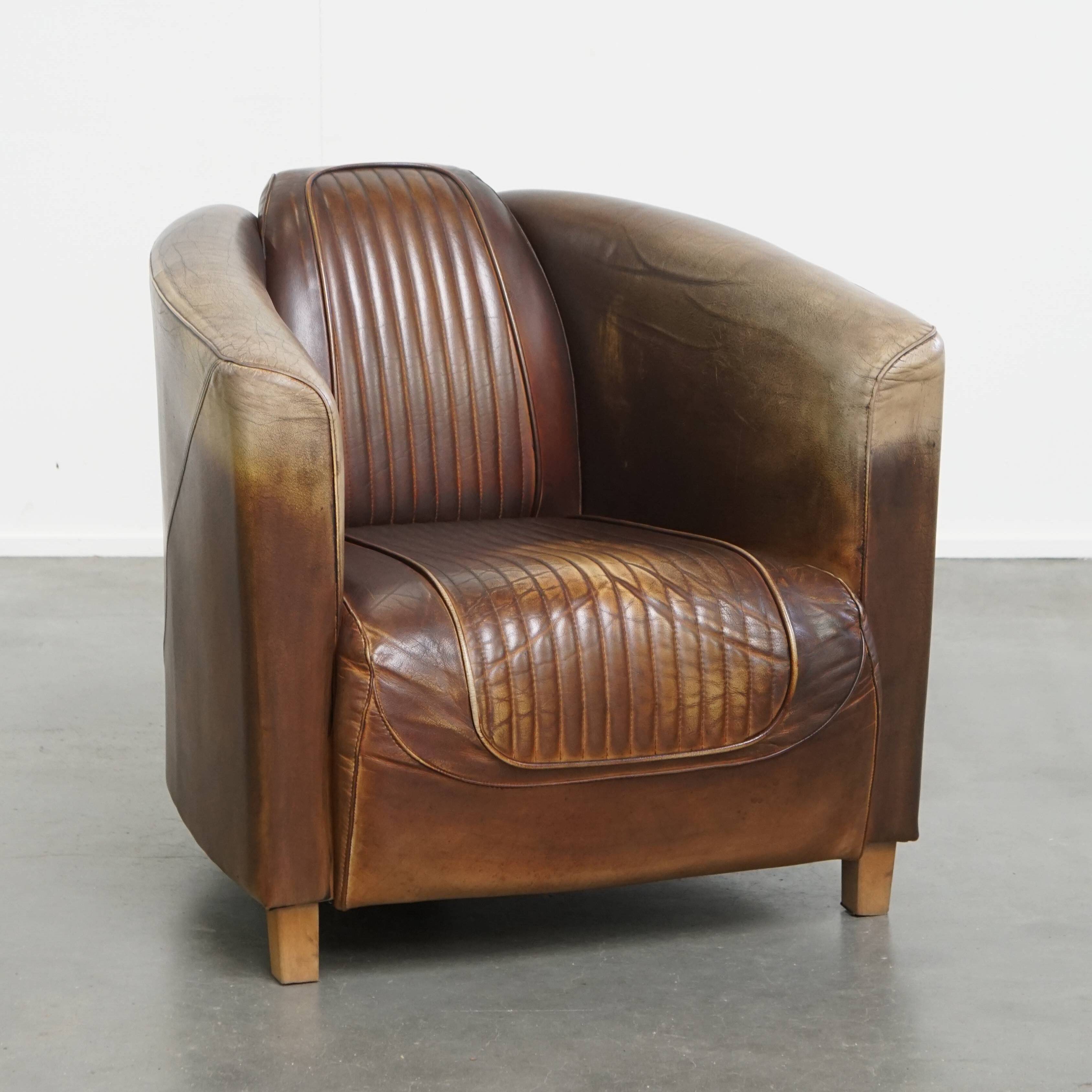 Cowhide Leather Chesterfield Aviator Armchair