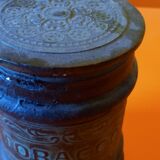 Glass and leather tobacco box