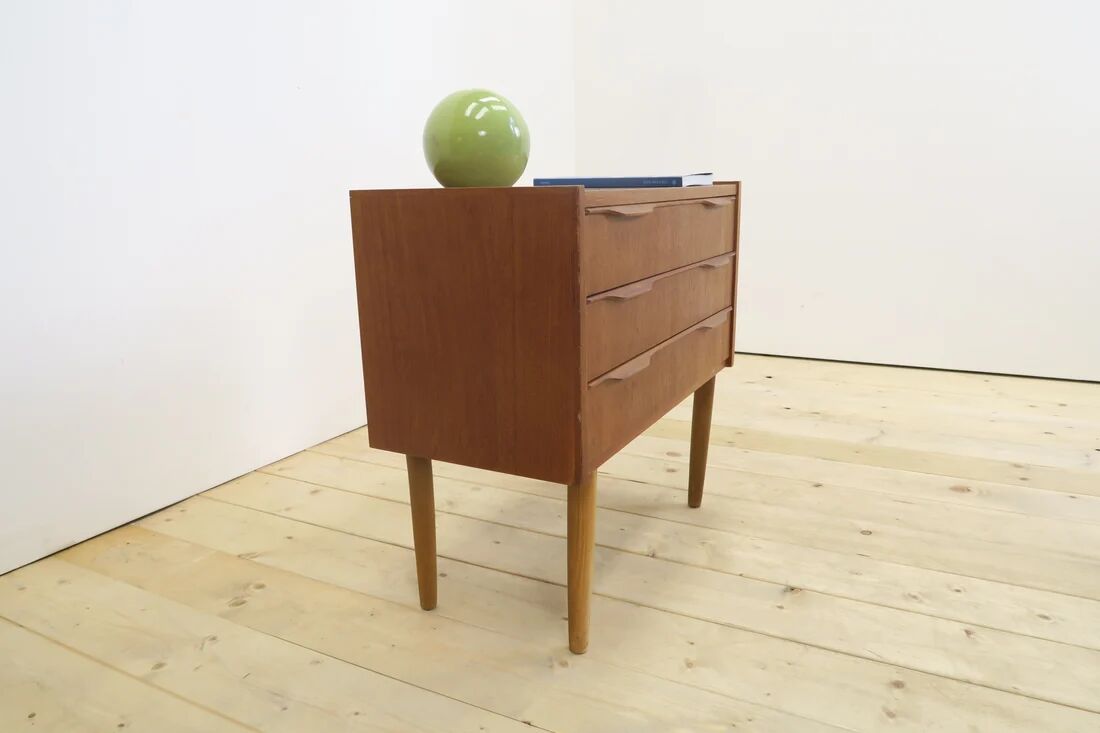 Table de chevet en teck avec trois tiroirs, années 1960