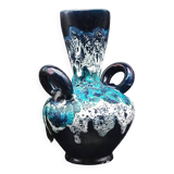 Vallauris vintage iridescent blue fat lava vase?