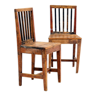 19th century Gustavian styled country house side chairs. Sweden.
