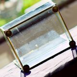4 anciennes boites à bijoux en verre, laiton et miroir