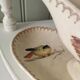 Longwy "Mésange" - Sauce boat on a polychrome ironstone base
