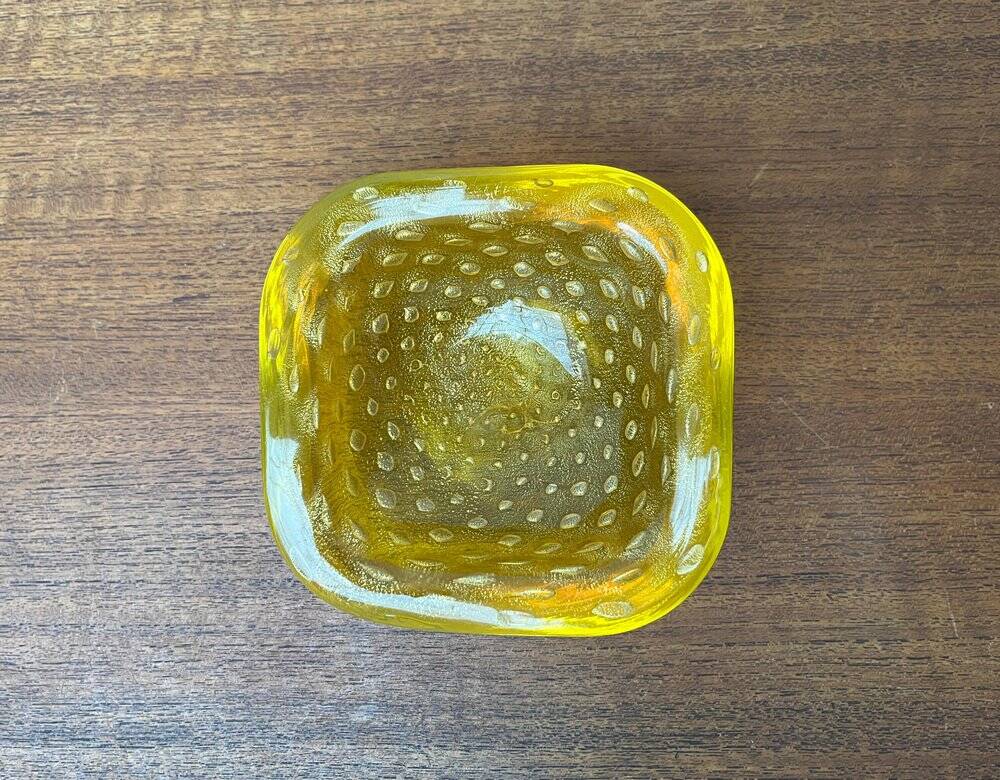 Vintage Italian Bullicante Glass Bowl from Murano