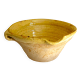 Large tian, sandstone, bowl, yellow glazed terracotta from the south of France, 19th century