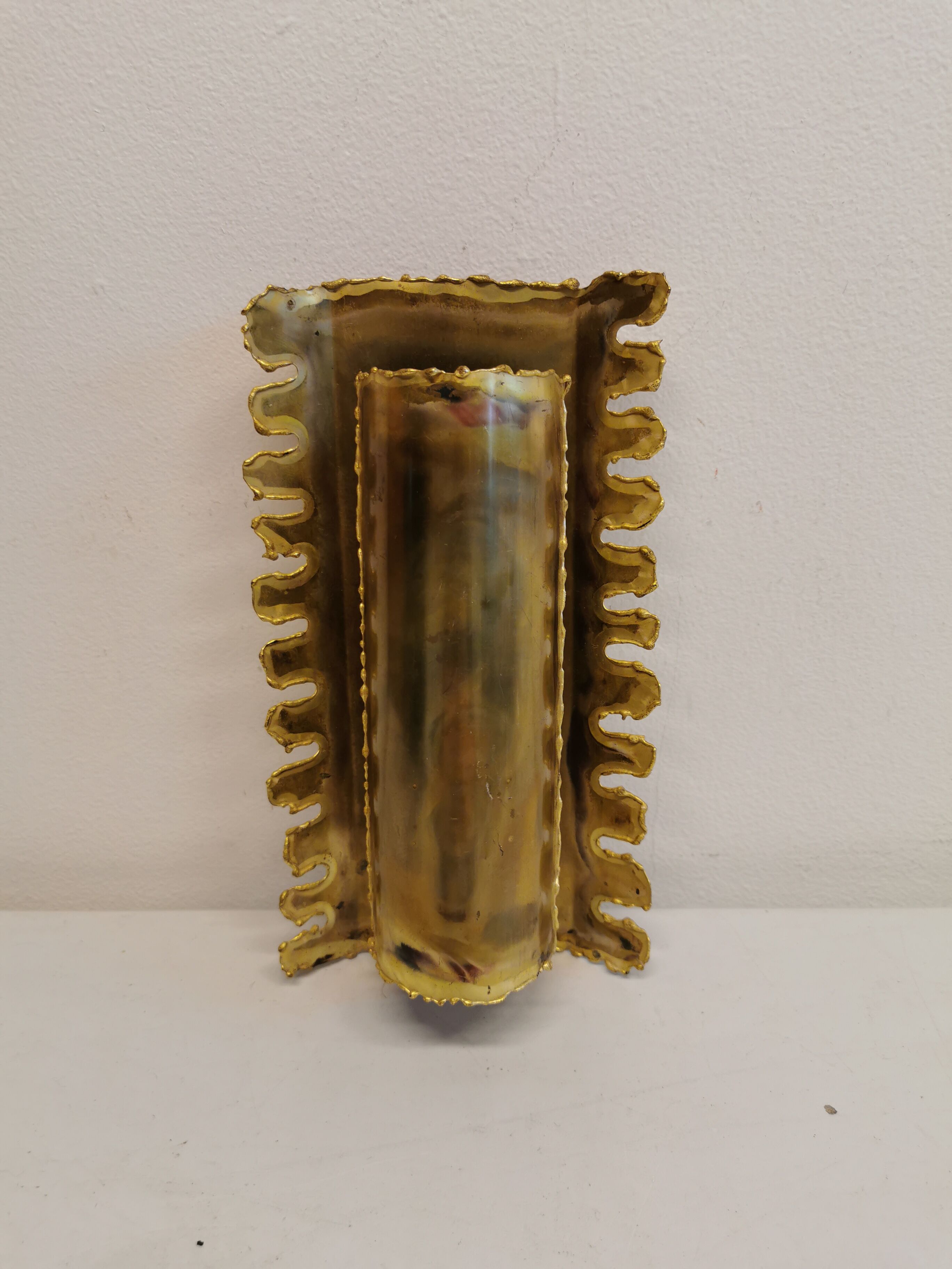 Brutalist flame cut brass wall lamp, designed by the famous Svend Aage Holm Sørensen Denmark