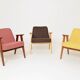 Lounge Chair Retro Style Indian Pink Wool Upholstery Refurbished