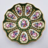 Très grande tasse en porcelaine de Limoges décor de fleurs fond vert fait main signée