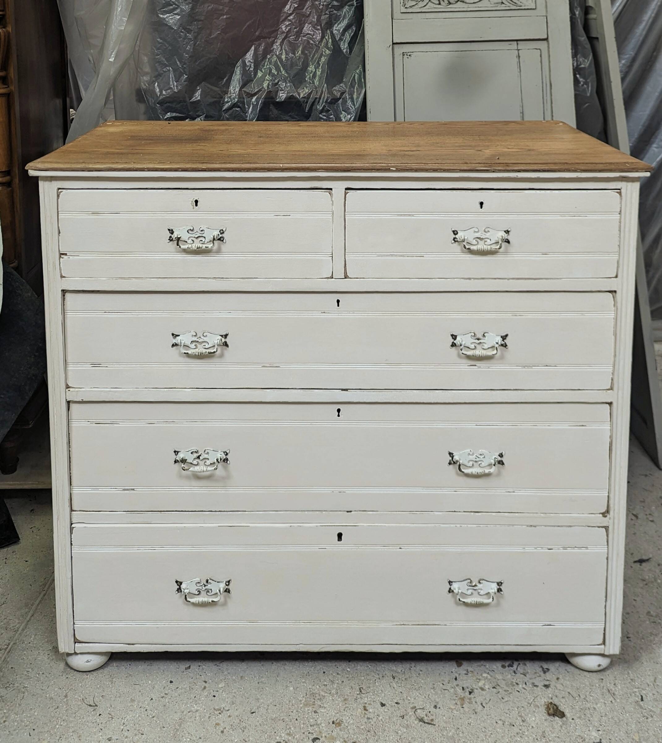 Old English chest of drawers with Gusravian shabby chic patina