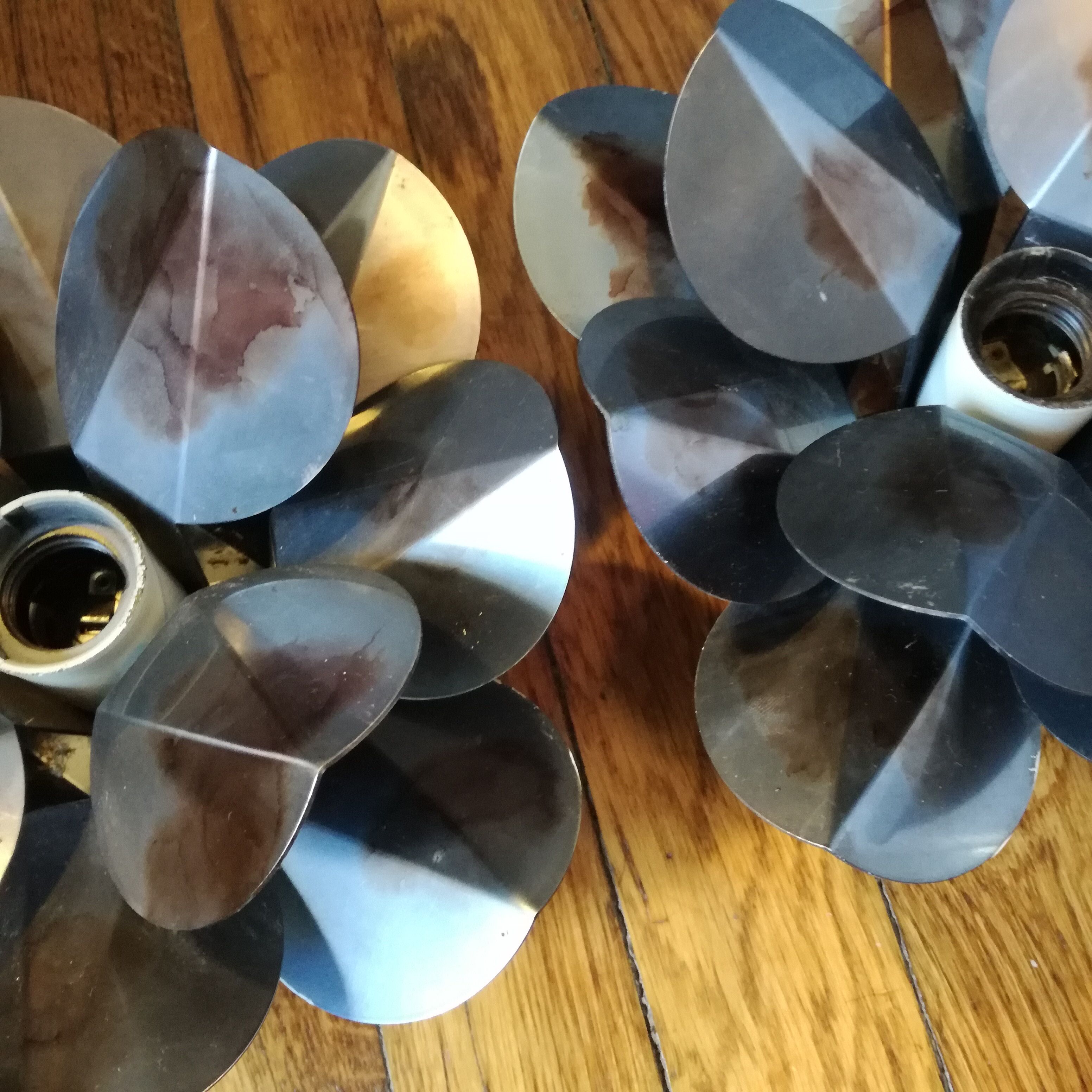 Stylized aluminum flower wall lamps from 1970