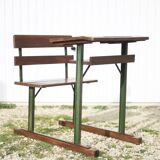 Vintage desk, wooden and metal children's desk, school desk