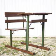 Vintage desk, wooden and metal children's desk, school desk