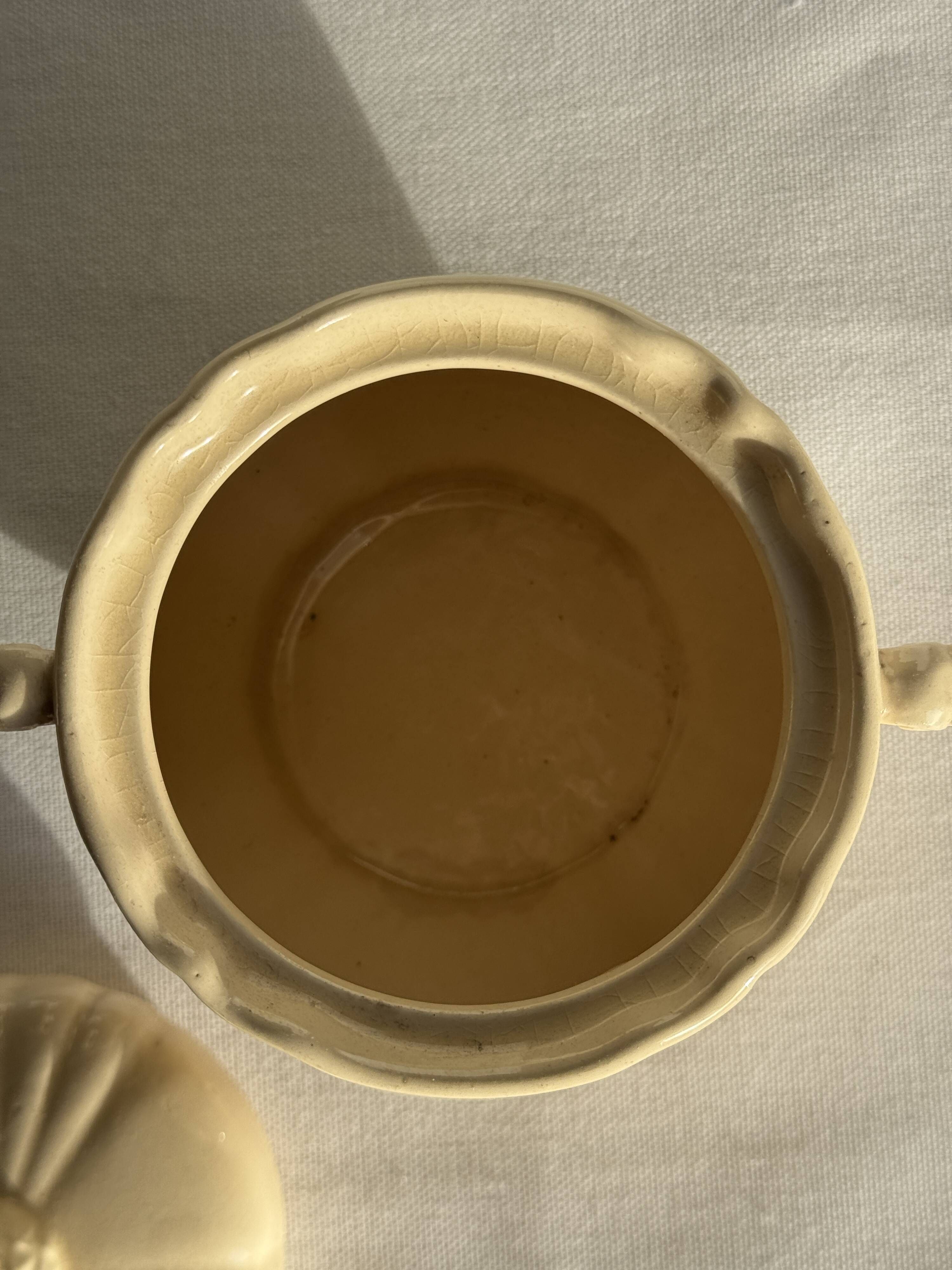 Cream teapot and its sugar bowl Sarreguemines France