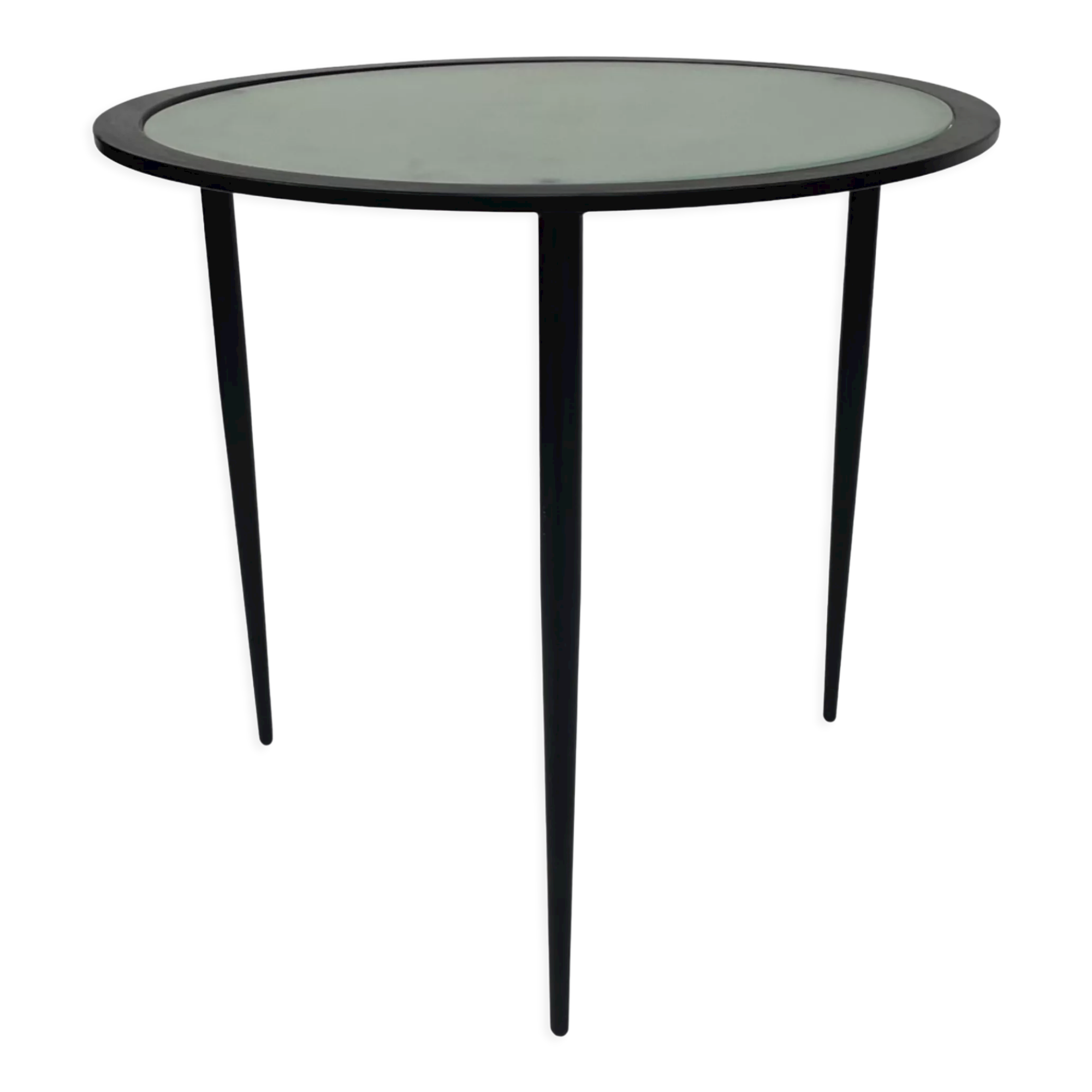 Vintage side table 80s metal and glass