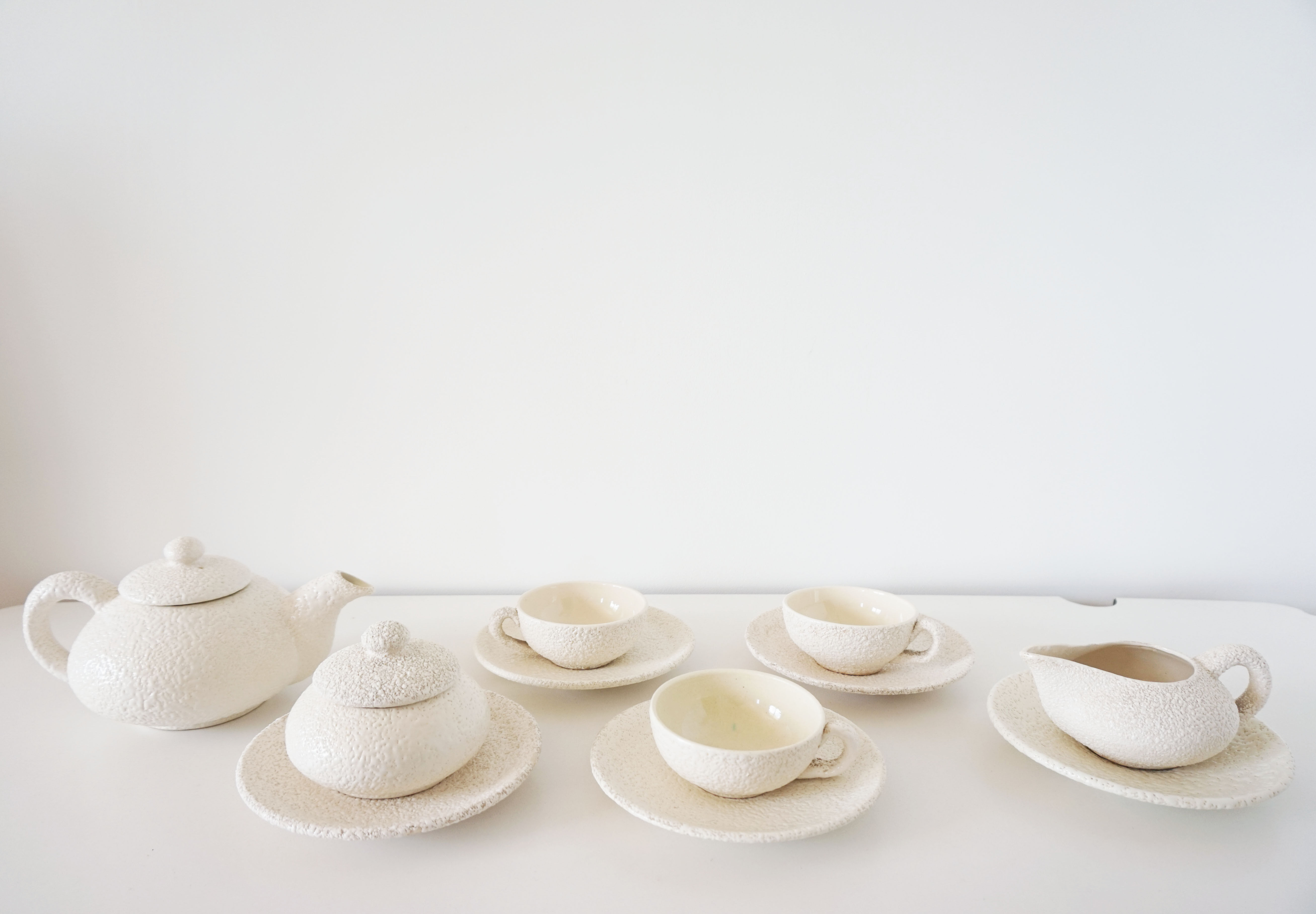 White ceramic coffee or tea set