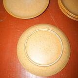 Vintage grès speckled  stoneware dinner plates * set of 6 * minimal mid-century tableware * 24.5 cm