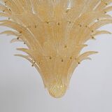 Barovier & Toso Style Gold-Palmette Murano Glass Pendant Chandelier