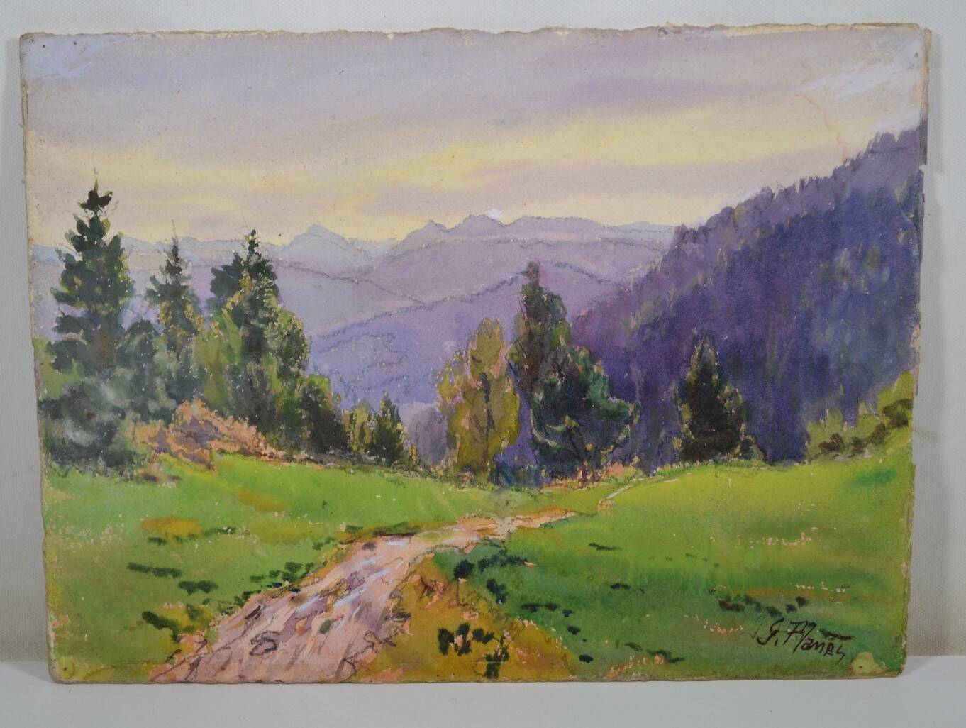 Georges Planes (1897-1977) Valley Landscape, Riverbank (double-sided)