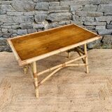 Table basse vintage en rotin