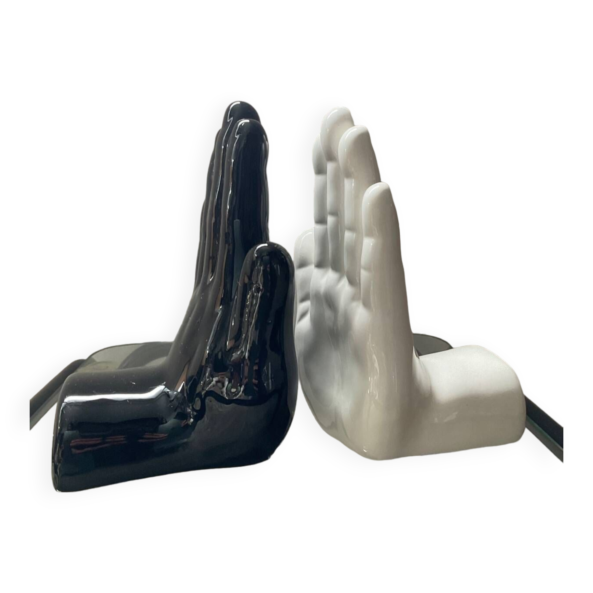 Pair of ceramic Hands bookends from the 70s