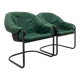 Retro FIAM armchairs Italy 1980s – black metal frame & green upholstery (set of 2)