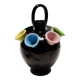 Vintage Black Lacquered Ceramic Tulip Vase Ascribable to Pucci Umbertide, I