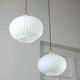 Vintage Opaline & Brass Pendant Lamp