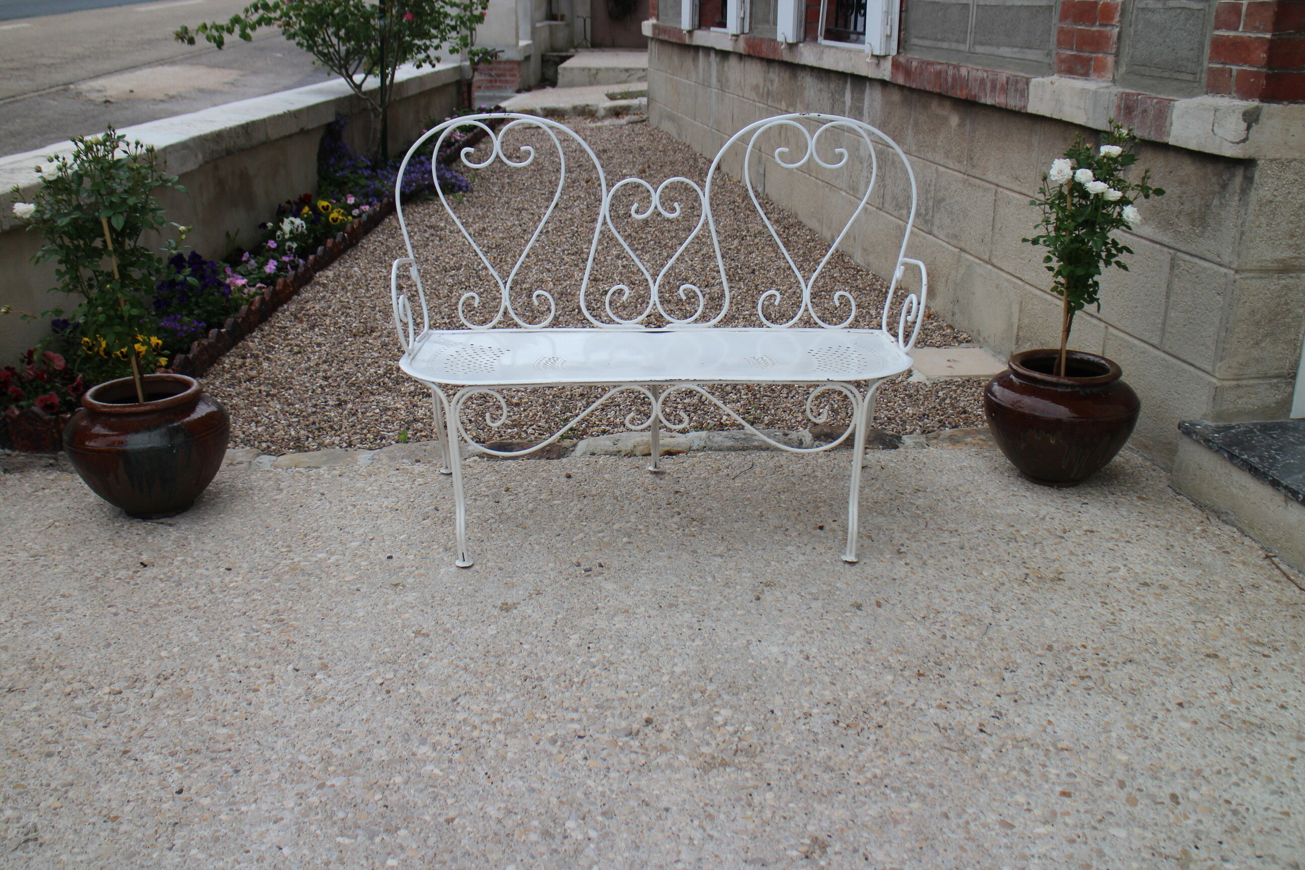 Iron garden bench