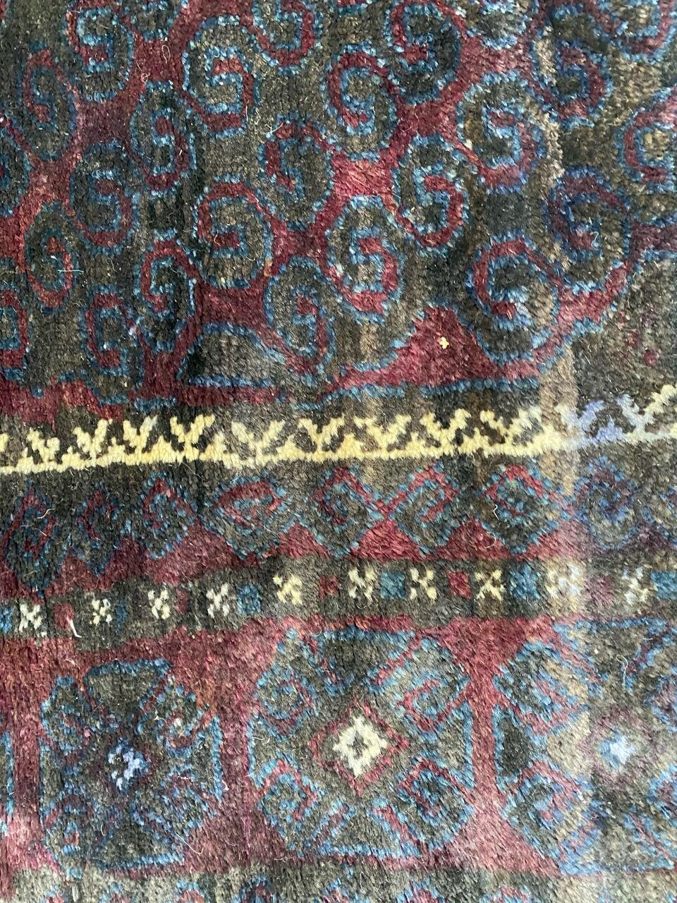 Handmade handmade Afghan Belutch vintage carpet 122x206 cm