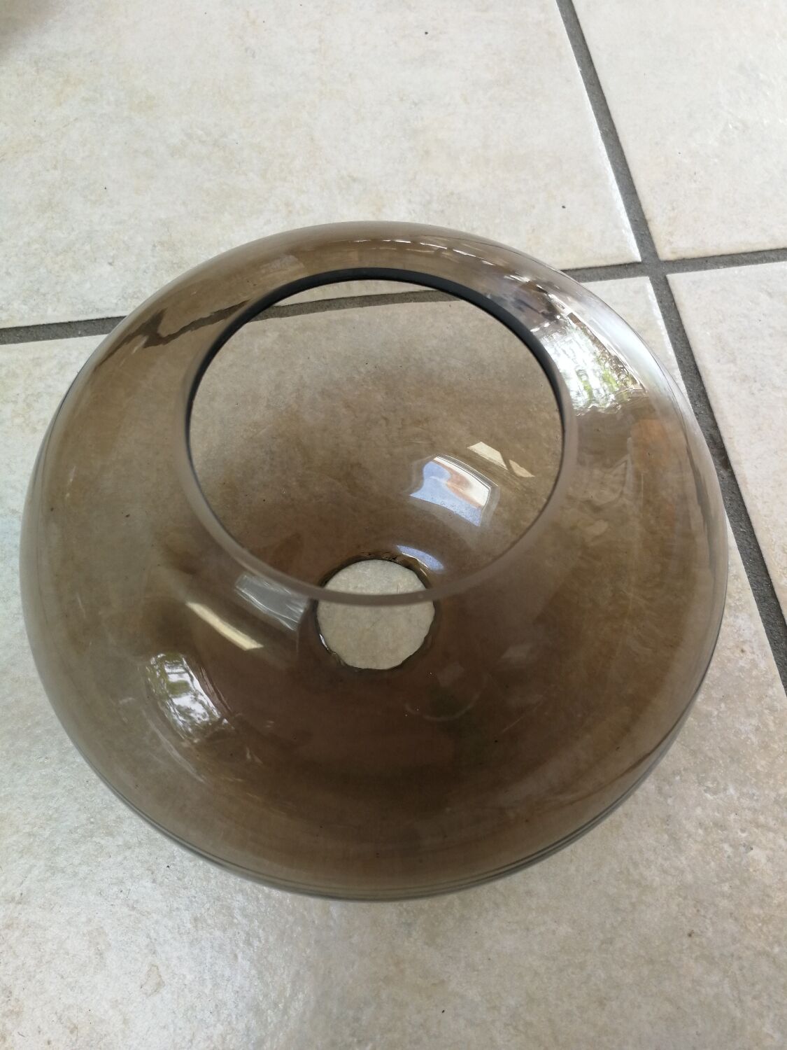 Chandelier 3 balls smoked glass 70's