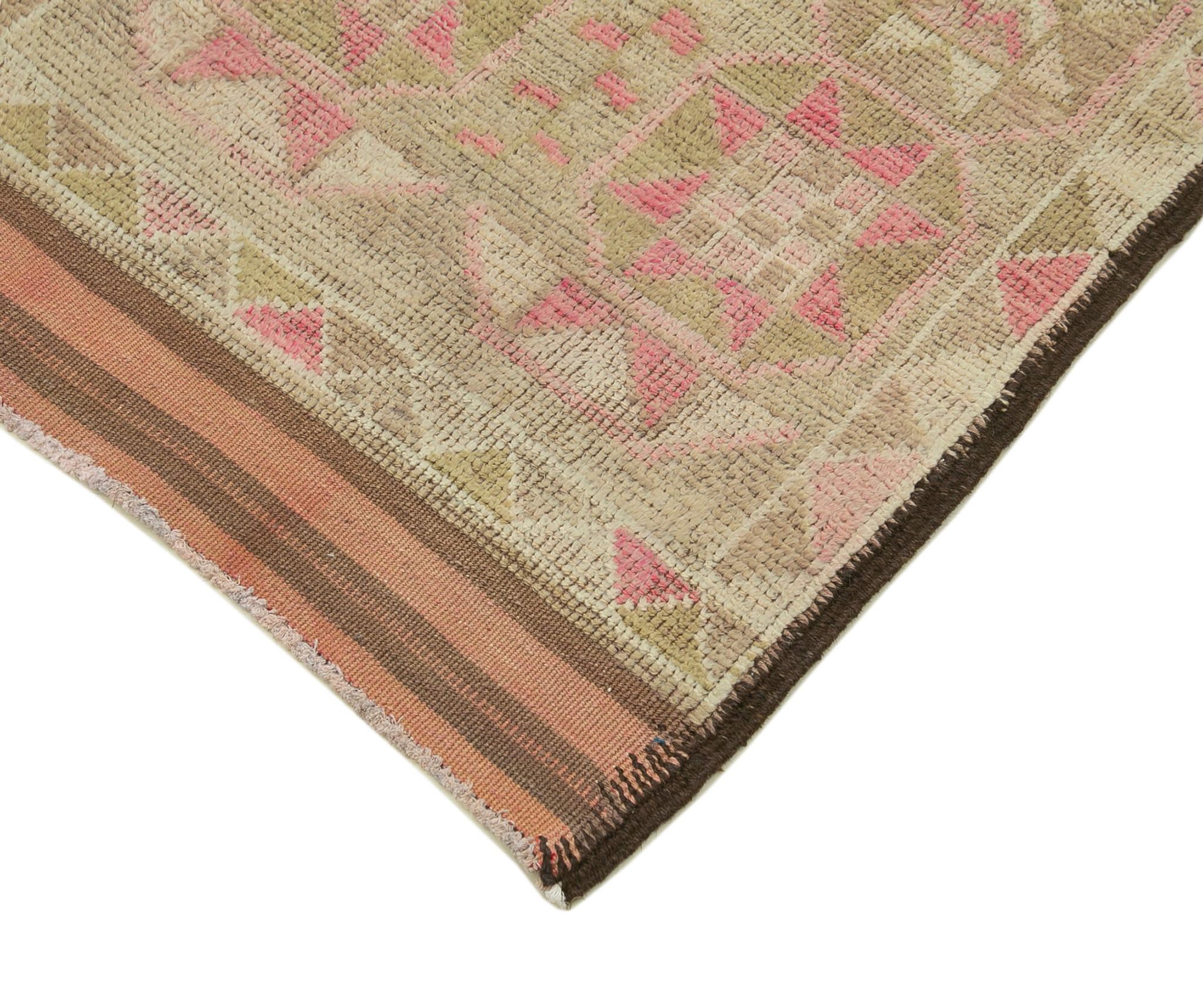 Handwoven one-of-a-kind anatolian beige runner rug 85 cm x 337 cm