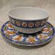 Tasse et sous tasse à dejeuner 35cl porcelaine Christofle ginkgo bleu