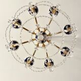 Large Russian chandelier in blue ceramic and crystal pendants, mid-20th century