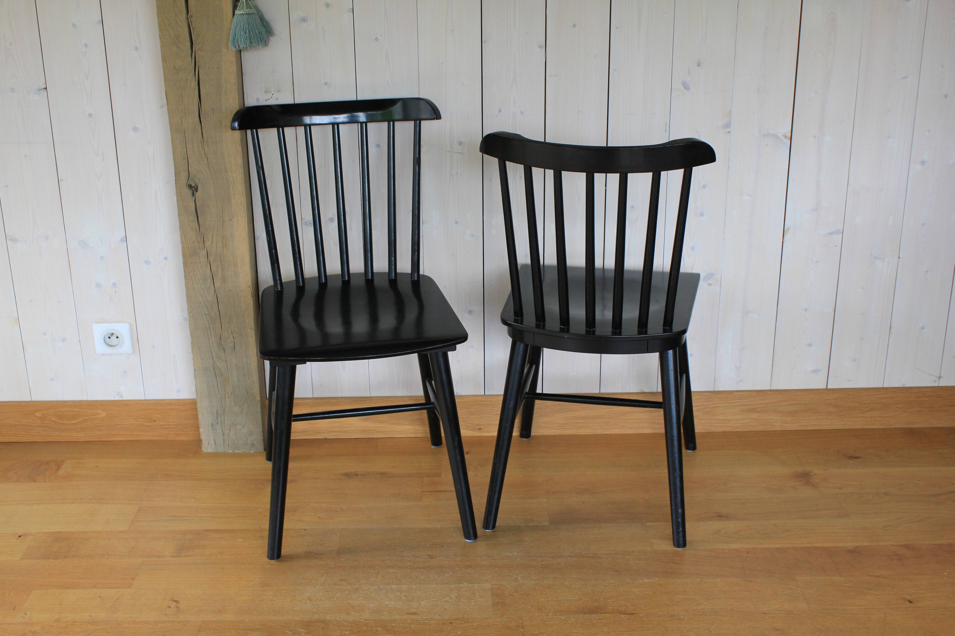 Black wooden bistro chairs