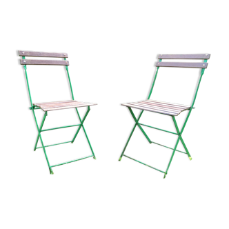 Lot of 2 70's folding garden chairs