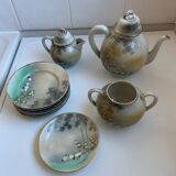 Fine porcelain tea service Japan - Decor of Cranes and Bamboo