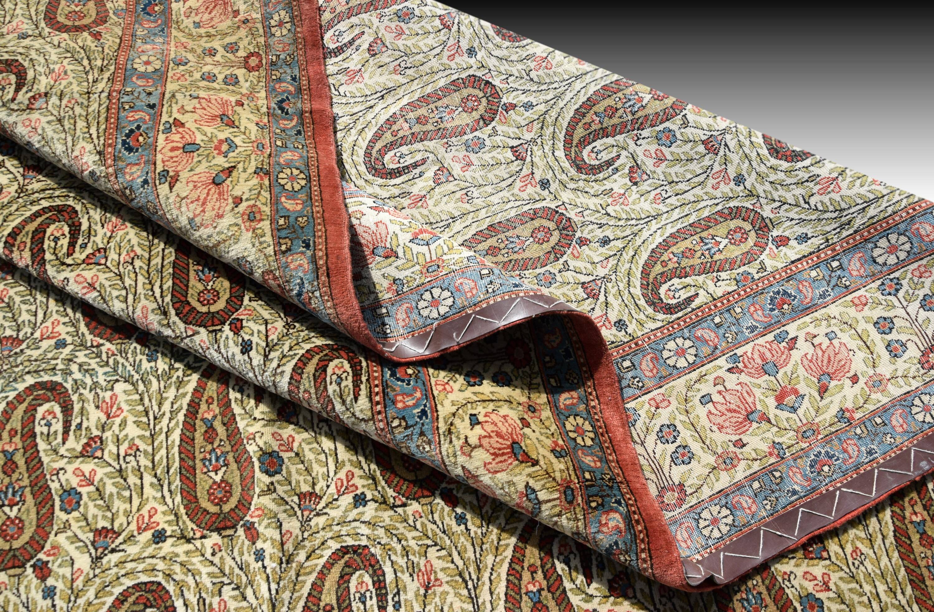 Large Oriental Rug Iran Ghoum, 4.07 x 2.45 M - Kurk Wool, Hand Knotted,