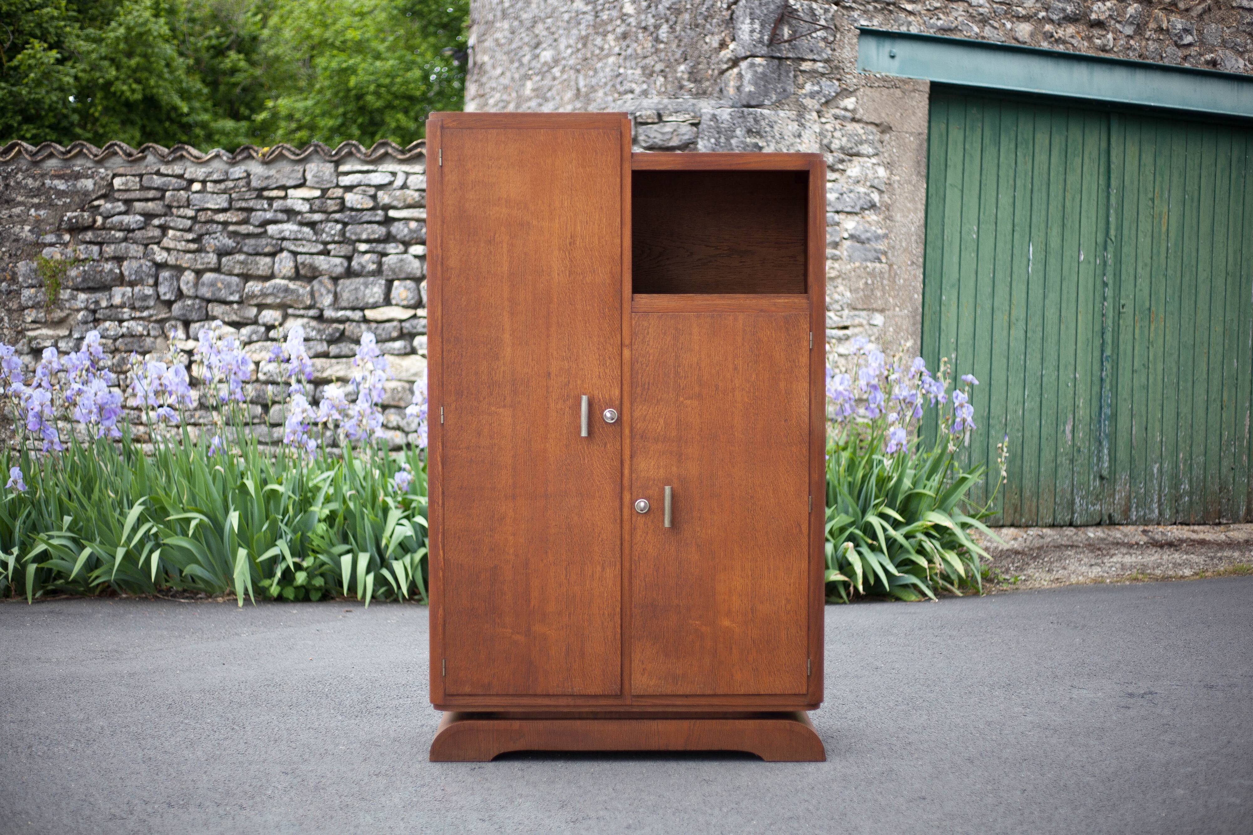 Art Deco cabinet, asymmetrical art deco cabinet, wood cabinet 40s