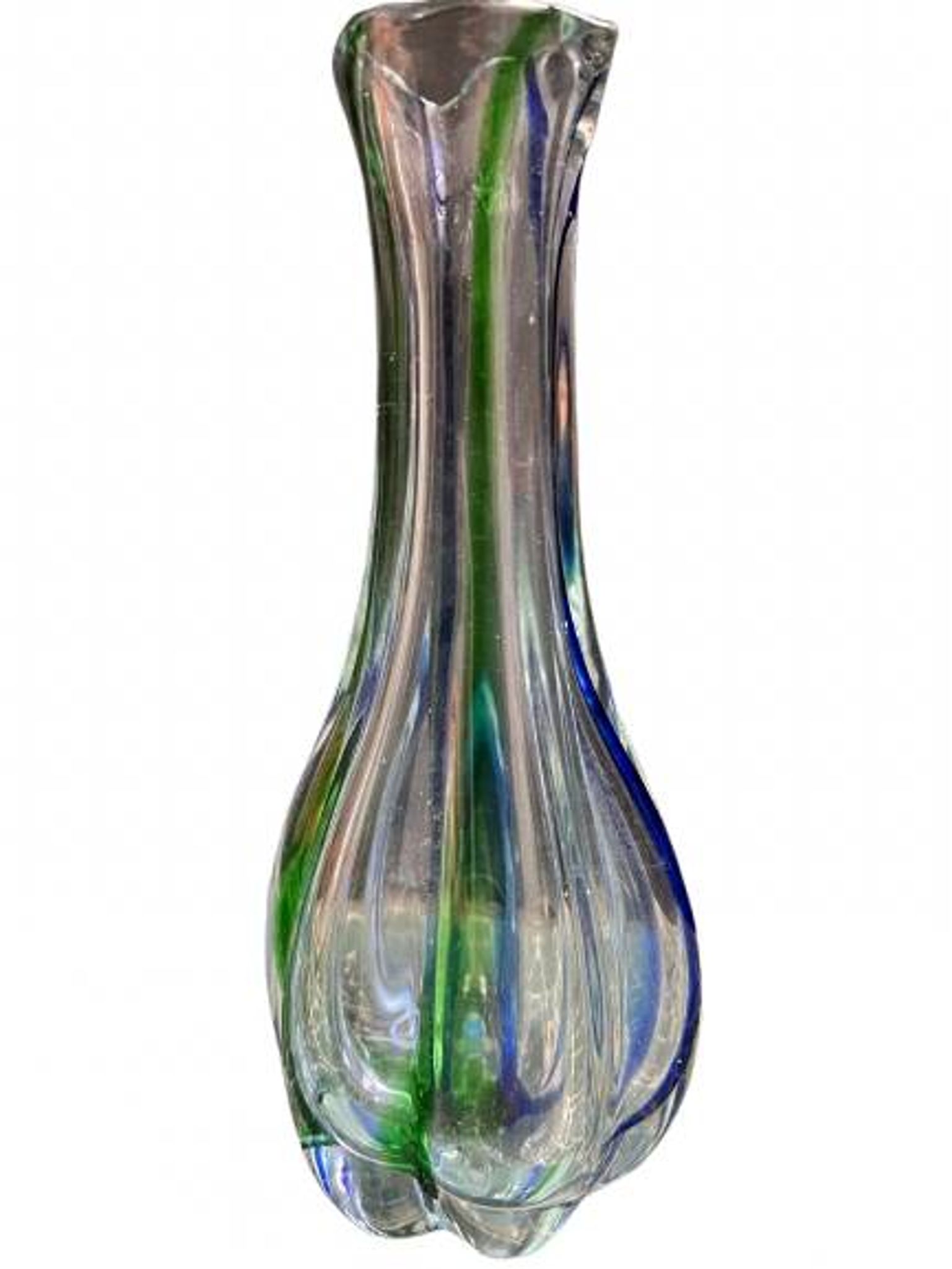 Pair of gourd-shaped glass vases with swirling decoration