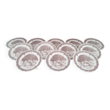 Set of 12 Swiss Landscape HE dinner plates with brown winter decor