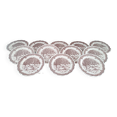 Lot de 12 assiettes plates Swiss Landscape HE décor hivernal brun