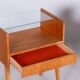 Mid-Century Modern Bedside Tables in Oak and Glass, 1950s, Set of 2