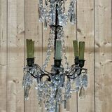 Bronze chandelier with pendants from the early 20th century, 5 lights.